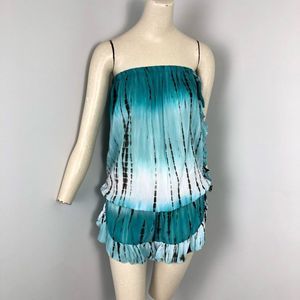 Uluwatu Romper Blue Brown Size Small Strapless